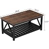 ChooChoo Black Coffee Table, Rustic Vintage Table with Shelf for Living Room, 40 Inch