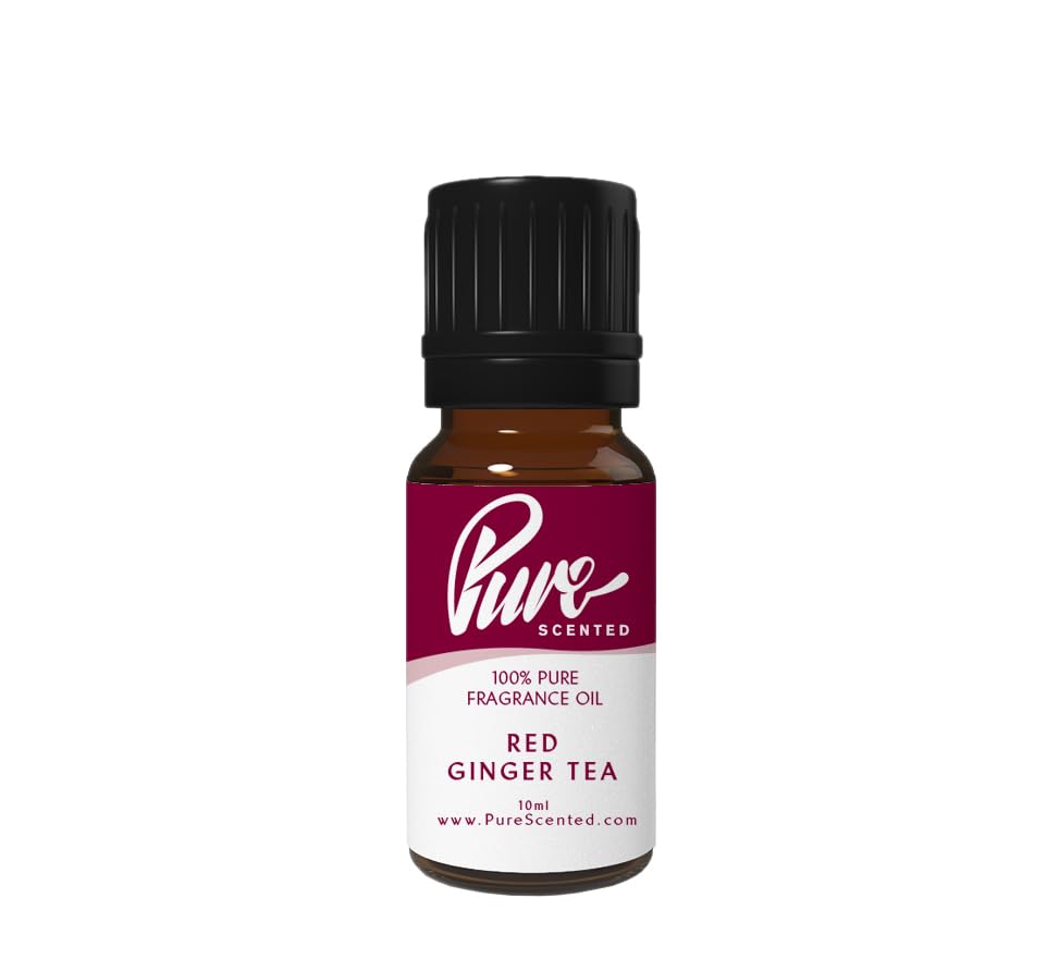 Pure Scented 10ml Fragrance Oils - 1 x 10ml Suitable for Candles, Soaps, Slime, Diffusers, Cosmetics, Wax Melts, Designer (1 x 10ml, Red Ginger Tea)