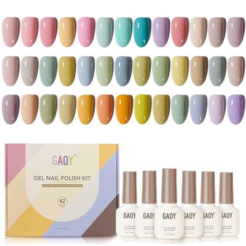 GAOY 42 Pcs Gel Nail Polish Kit, Pastel Spring Summer