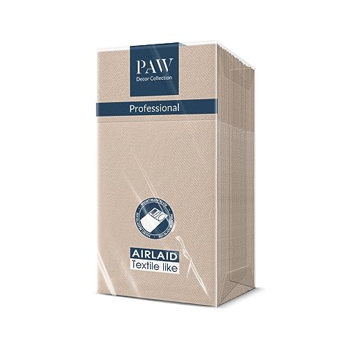 PAW - Servilletas Papel Airlaid (1/8 pocket) I Servilletas de Tela I Decoración de Mesa. Liso, blanco - la Textura de la Tela, una gran Decoración para Cualquier Mesa I Color: Monocolor beige