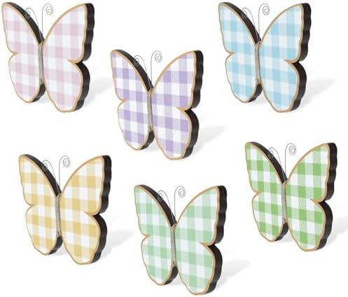 6 Pcs Spring Wood Block Signs, Butterfly…
