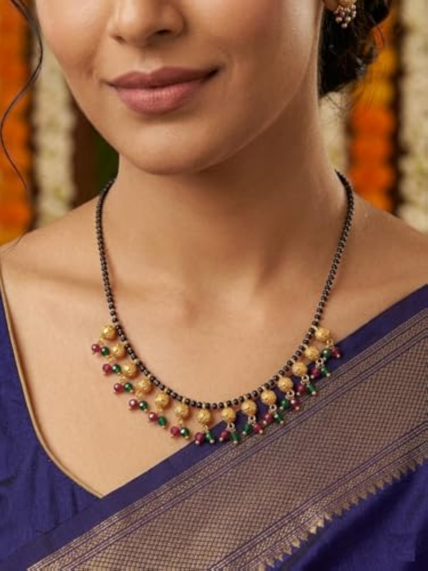 Women's Marble Mangalsutra Necklace, Elegant Design