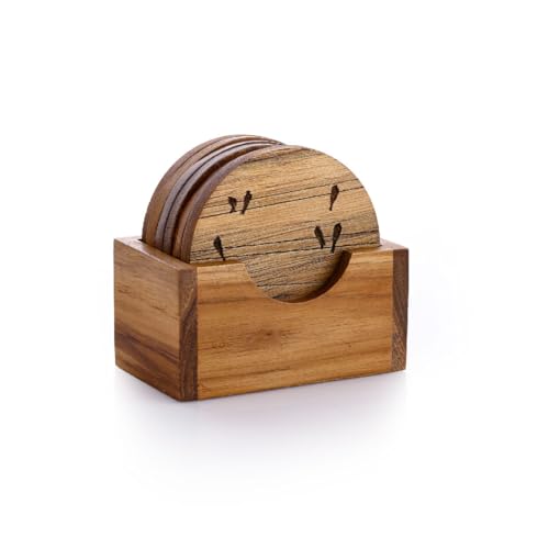 Image of Crystal Teakwood Handcrafted Tea Coaster | Cuppo | Set of 6