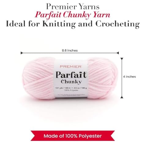 Image of Premier Yarns Parfait Chunky Chenille Yarn 3.5 Oz 6 Super Bulky Weight 3 Pack Bundle with Bella's Stitch Place Holders (Cotton Candy)