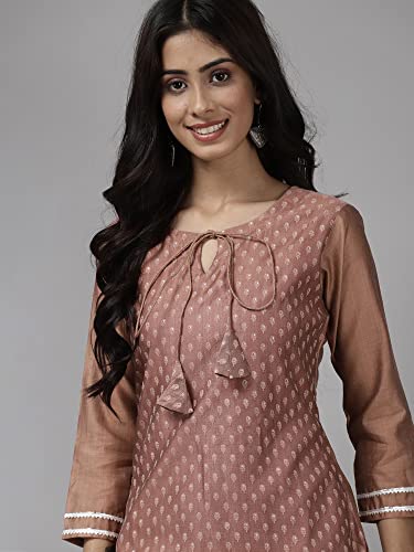 Image of INDO ERA Women's Chanderi Silk Printed Straight Kurta Sharara With Dupatta Set(21GGG3649)