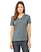 Bella + Canvas Ladies Relaxed Jersey Short-Sleeve V-Neck T-Shirt - HEATHER SLATE - L - (Style # 6405 - Original Label)