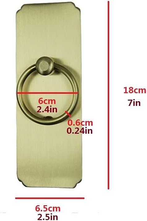 Ring Pull door handle Cabinet Face Plate,Brass Backplate Hardware Decorative Door knocke (Color : B, Size : Small)