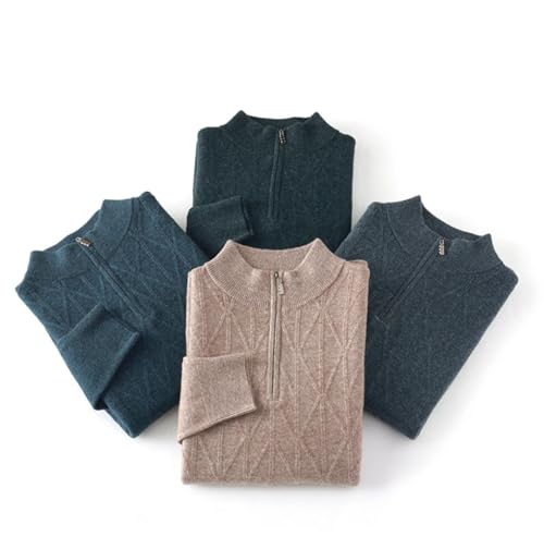 Men's Winter Wool Warm Zipper Sweater Half High Neck Sweater4