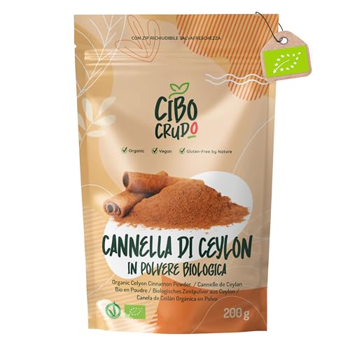 Cannella in Polvere Bio Macinata - 200g. Cannella di Ceylon in Polvere Biologica e Vegana Senza Additivi ne Conservanti. Cinnamon Powder.