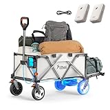 Litheli Electric Utility Wagon Cart, 200L Capacity, 300 lbs Load, Foldable Heavy-Duty Design with All-Terrain Wheels, Variable Speed Drive & Battery Power for Camping, Beach, Garden & Shopping