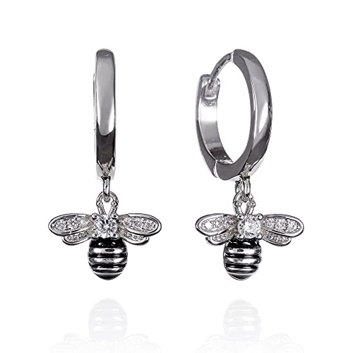 namana Bienen-Ohrringe für Frauen aus Sterling Silber 925, Creolen-Ohrringe für Damen mit Hummel-Anhänger, Silberne Bienen-Charms-Ohrringe, Huggie-Ohrringe in Sterling Silber mit Geschenkbox thumbnail