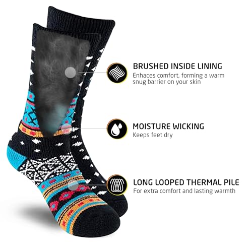 Image of HOT FEET Thermal Socks For Women- Cold Weather Thick Warm Winter Hiking Insulated Socks, Stocking Stuffers, Women Size 4-10.5
