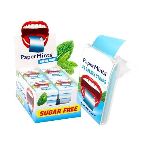 PaperMints Strips – Zuckerfreie Minz-Blätter für frischen Atem, trockenen Mund & Mundgeruch – 24 Packungen mit je 24 Streifen (576 Stück) – Vorrats-Display Box, kompakt & praktisch