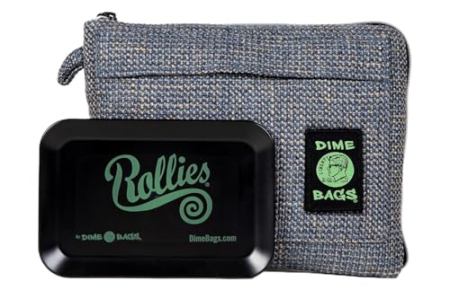 Dime Bags All-in-One Padded Pouch with Accessory Tray, Protective Case with Soft Velour Interior for Glass & Gear Storage & Travel, Durable Hemp-Polyester Fabric Exterior (5 Inch, Gray)