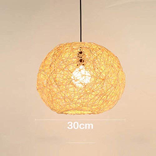 Lustre suspension rotin tressé 30cm pour éclairage de salon et salle à manger