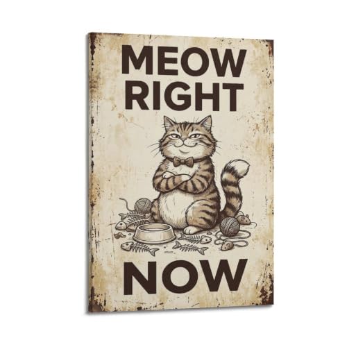 Toile Meow Cat Attitude rustique pour sublimer votre salle de jeux