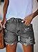 Pink Queen Empire Waist Denim Shorts for Women High Rise Casual Ripped Distressed Short Jeans Fashion Workout Folded Hem Frayed Jean Shorts Grey M