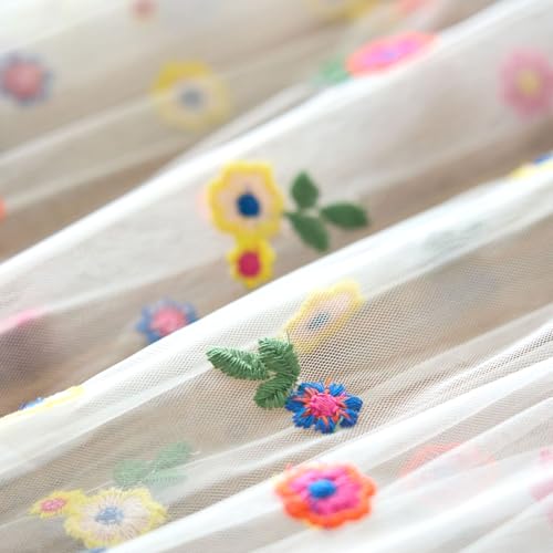 Table Runner Embroidery Daisy 30 x 275cm, Sheer Chiffon Florals Table Runner, Tulle Wedding Tables Decoration for Baby Bridal Shower Birthday Sunmmer Kitchen Dining Home Party Indoor - Image 4