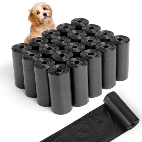 Romon Sacchetti Cane Sacca, 300 Pezzi Sacchetti Cane Biodegradabili Bustine Cane, Extra Spesso, a Prova di Perdite, Non Profumati, Sacchettini per Cani, Pet Dog Bag, Nero(20 Rotoli, 15 per per Rotolo)