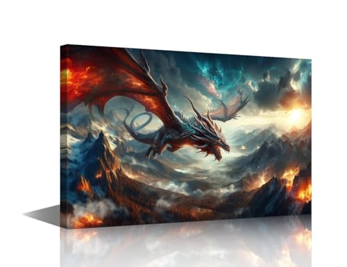 Affiche dragon fantastique décoration murale encadrée créatures mythiques