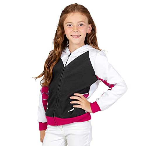 Marvel Spider-Verse Little Girls' Zip-Up Hoodie Gwen Pink 7-8 - image 2