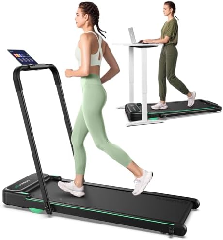 UREVO Strol 2E Smart 2-in-1 Folding Treadmill, Compact Walking Pa...