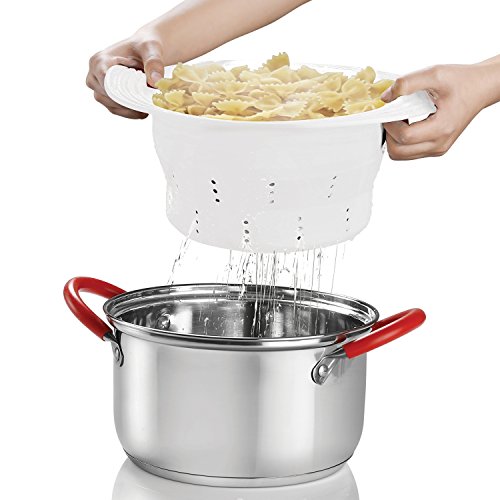 INNOKA Collapsible Silicone Colander Strainer, Foldable Strainer Sizes 10.4", Heat-Resistant, Microwave & Freezer