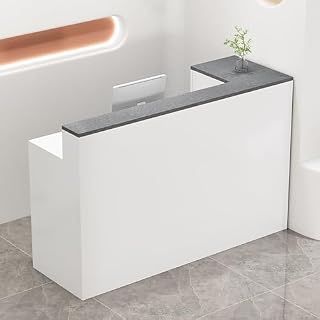 Genérico Mostrador de recepción Moderno con cajón con Cerradura para oficinas y hoteles, Color marrón (99 x 99 x 45 cm)