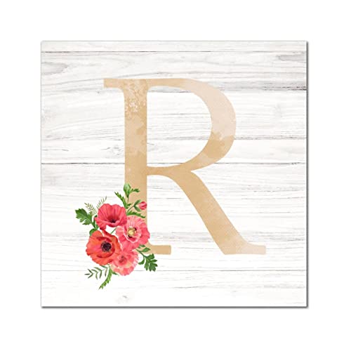 Lettre alphabet en bois R cadeau pendaison de crémaillère déco fleurie rouge