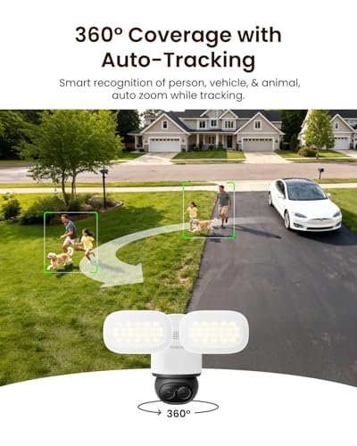 Image of REOLINK TrackFlex Floodlight WiFi, 4K 360 PTZ Dual-Lens Floodlight Camera | 3000 Lumens, 6X Hybrid Zoom, Auto-Tracking, Privacy-Focused Local AI Video Search, Dual-Band WiFi 6, AC Hardwired Not PoE