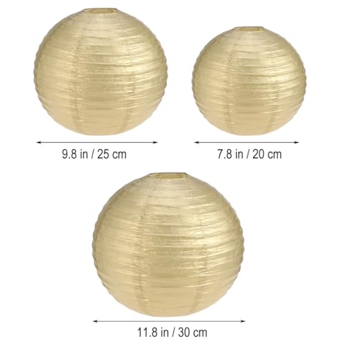 Lámparas de papel doradas con material resistente para decoración de fiestas 2