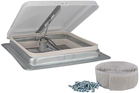 HENG'S 14" RV Roof Vent Kit w/Butyl Tape w/12 Volt Fan | White | #71112-C | RV Replacement Vent