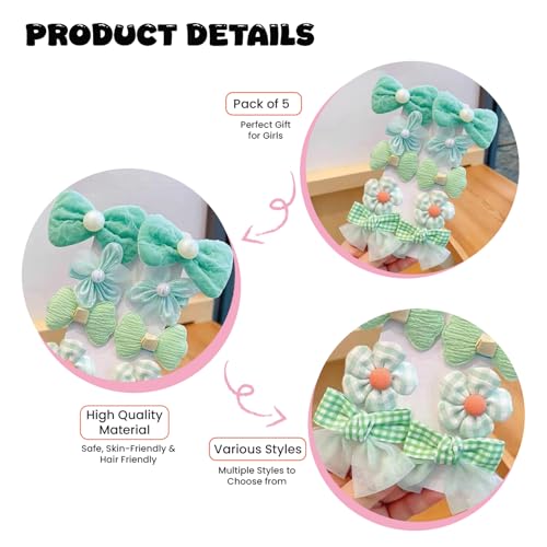 Image of SYGA 10-Piece Baby Hair Clip Set for Girls Adorable Bow and Flower Designs Hair Pin Soft, Lightweight, and Stylish - Cyan