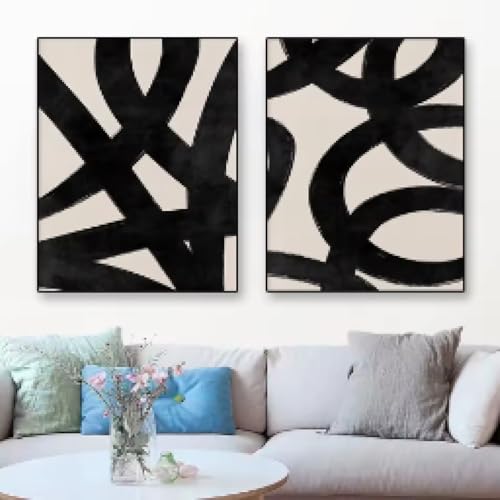 Affiche de style simple avec lignes noires pour salon chic 80x120 cm