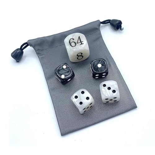 Juego de dados de backgammon, 5 dados dobles con bolsa impermeable, combo de dados de juego clásico, accesorios de juego de mesa premium para jugadores