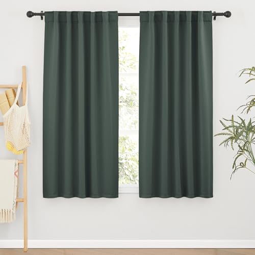 Image of RYB HOME Green Blackout Curtains for Bedroom 63 inches Long - Thermal Insulated Curtains and Drapes Privacy Shades for Living Room Farmhouse Closet, W42 x L63 inch, 2 Panels