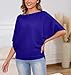 MAKARTHY Womens Batwing Sleeves Knitted Dolman Pullovers Light Short Sleeve Sweater for Women Boat Neck Tops Sweater Royal Blue