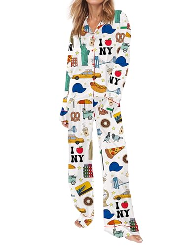 Image of SHESHOW Satin Pajamas for Women Set Long Sleeve Button Down Sleepwear 2 Piece Nightwear Women Pjs Sets Size XS-XXL