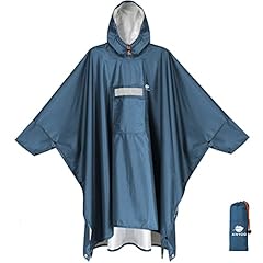 ANYOO Poncho Antipioggia Impermeabile con Maniche e Tasca, Leggero e Riutilizzabile, con Cappuccio ideale per Attività all'aperto, Campeggio, Escursionismo, Pesca, Blu marino, Taglia Unica