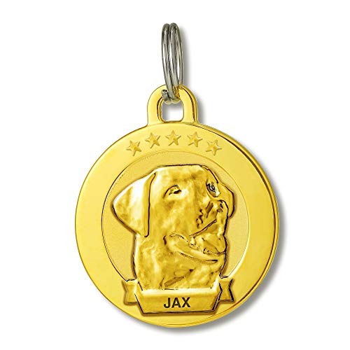 Leash King Custom Engraved Dog Breed Dog Id Tags W/Dog Heads Of High Relief And Realistic Features, Premium Pvd Coated Stainless Steel – Pvd Gold Labrador Retriever #TOP1