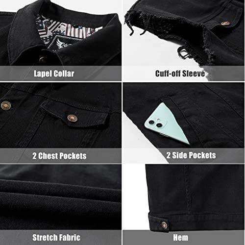 Men's Casual Jean Vest Stretchy Motorcycle Denim Sleeveless Vest3