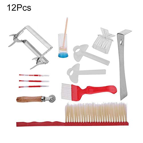 Seasaleshop 12 Pcs Beekeeping Tools Kit -Bee Hive Smoker Beekeeping Equipment Kit Bee Brush Beekeeping Accessories