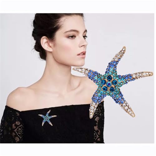 Image of WCRAZYE Rhinestone Starfish Brooch Pin for Women Men Gold Plated Elegant Crystal Shell Star Shaped Ocean Sea Animal Brooches Lapel Pins Delicate Wedding Beach Party Dress Accessories