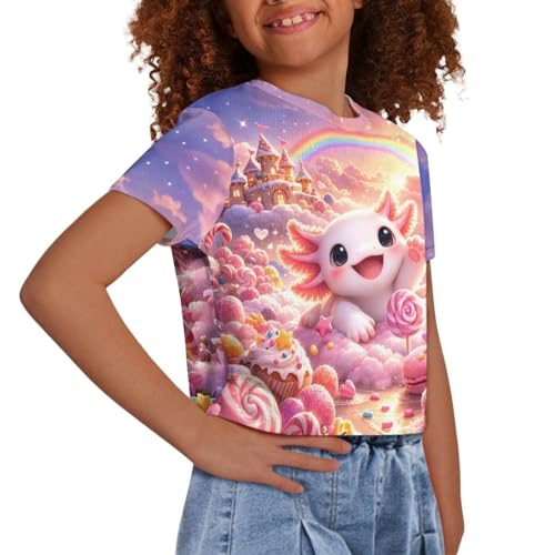 Image of Girls Fashion Crewneck Tee Shirts Casual Short Sleeve Crop Top Summer Outfits 5-14 Years Old