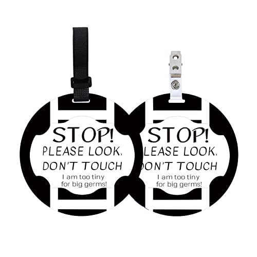 Image of PLIGREAT 2 Pack Stop Touching Baby Signs, No Touching Baby Sign for Baby Car Seat Baby Carrier Stroller Tags with Hanging Straps and Clip, No Kissing Baby Sign for Preemie Newborn Baby Girls Boys