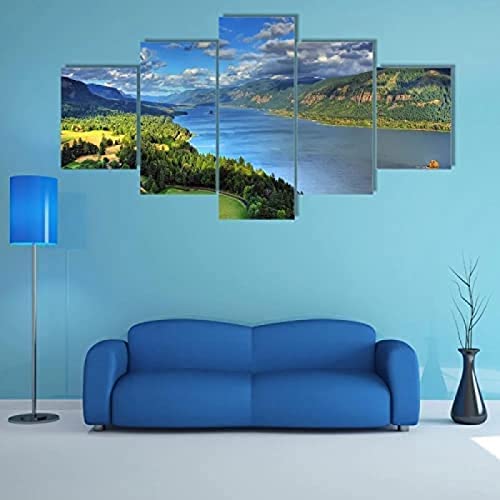 Paisaje De Árboles Alpinos 5 Piezas Lienzo Grandes Xxl Murales Pared Hogar Pasillo Decor Arte Pared Hd Impresión Foto/Con Marco 200 X 100 Cm - Para Sala De Estar Dormitorio Comedor Hotel-3341149103