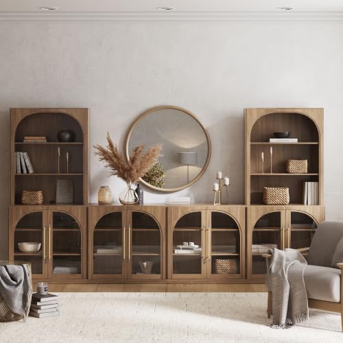 Image of BELLEZE Jagger 130 inch Wall Unit 5-Piece Modular TV Stand - Camel