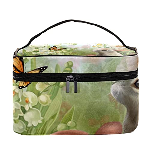 Trousse de toilette lapin mignon et fleurs pour l'organisation voyage des femmes