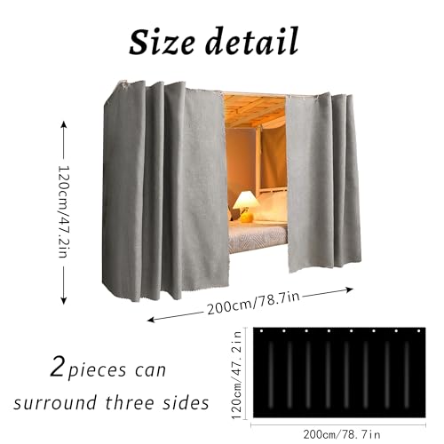 Image of Cute Bottom Bunk Bed Curtain Student Dormitory Blackout Cloth Bedding Tent Bed Canopy Single Sleeper, Grey