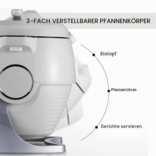 Automatische Kochmaschine, 6L Elektrische Wok Maschine Frittierter Reis Maschine Ein-Klick-Start, 3 Einstellbare Geschwindigkeiten, 360° Automatische Drehung, Zum Saugen, Eintopfen, Kochen